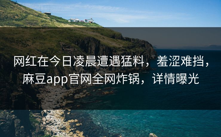 网红在今日凌晨遭遇猛料，羞涩难挡，麻豆app官网全网炸锅，详情曝光