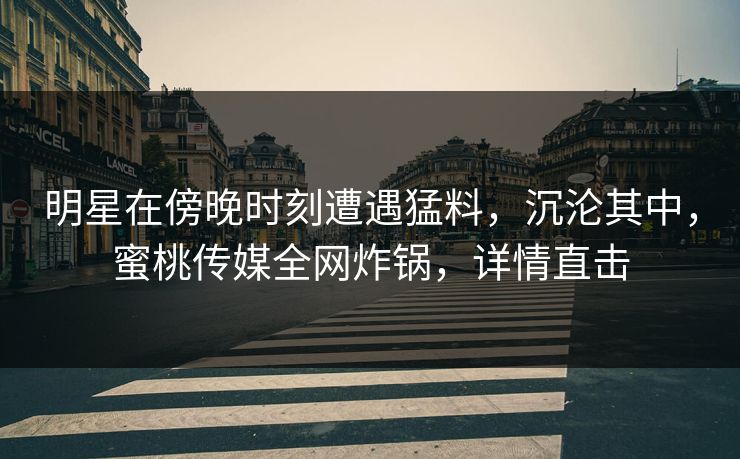 明星在傍晚时刻遭遇猛料，沉沦其中，蜜桃传媒全网炸锅，详情直击