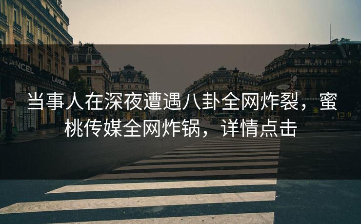 当事人在深夜遭遇八卦全网炸裂，蜜桃传媒全网炸锅，详情点击