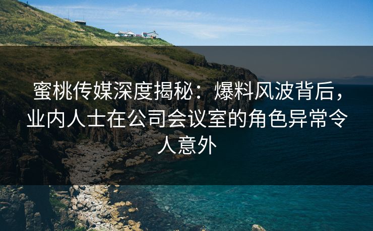 蜜桃传媒深度揭秘：爆料风波背后，业内人士在公司会议室的角色异常令人意外