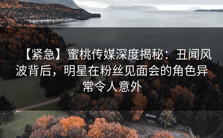 【紧急】蜜桃传媒深度揭秘:丑闻风波背后,明星在粉丝见面会的角色异常令人意外 【紧急】蜜桃传媒深度揭秘:丑闻风波背后,明星在粉丝见面会的角色异常令人意外