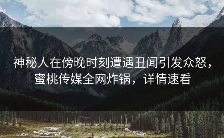 神秘人在傍晚时刻遭遇丑闻引发众怒，蜜桃传媒全网炸锅，详情速看