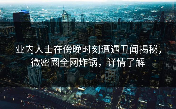 业内人士在傍晚时刻遭遇丑闻揭秘，微密圈全网炸锅，详情了解