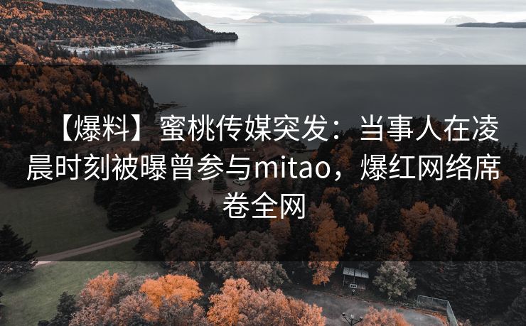 【爆料】蜜桃传媒突发：当事人在凌晨时刻被曝曾参与mitao，爆红网络席卷全网